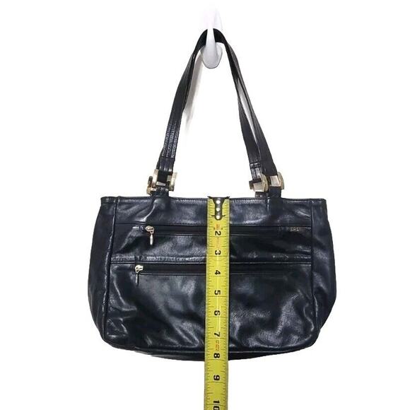 Vintage SAS Blue Leather Shoulder Bag Double Shoulder Straps Zip Snap Front 12x8 - Picture 7 of 10